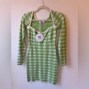 PRINCESS POLLY NWT Green Plaid Mini Dress